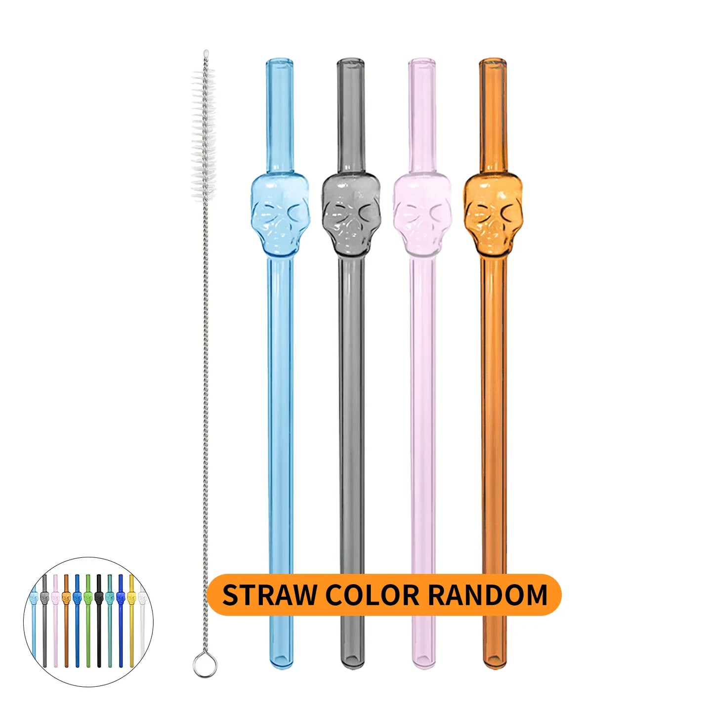 7PCS Reusable Bow Glass Straws, Cute Bow Glass Straw with Cleaning Brush for Coffee Lover, Smoothies, Frozen Drinks, Tea, Juice