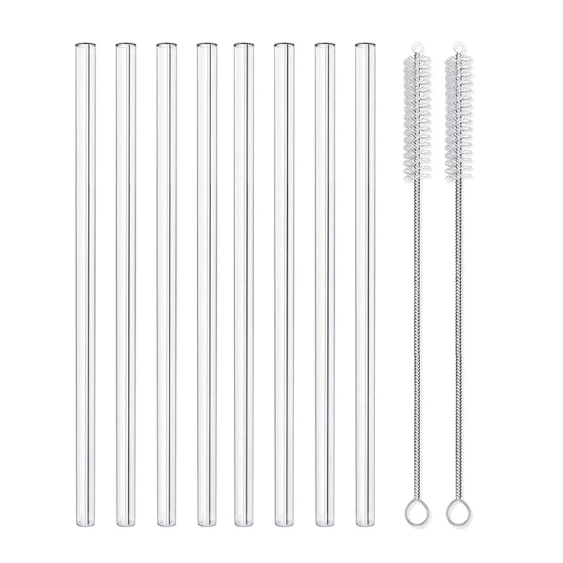 8 Reusable Glass Straws