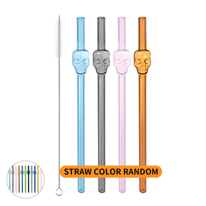 7PCS Reusable Bow Glass Straws, Cute Bow Glass Straw with Cleaning Brush for Coffee Lover, Smoothies, Frozen Drinks, Tea, Juice