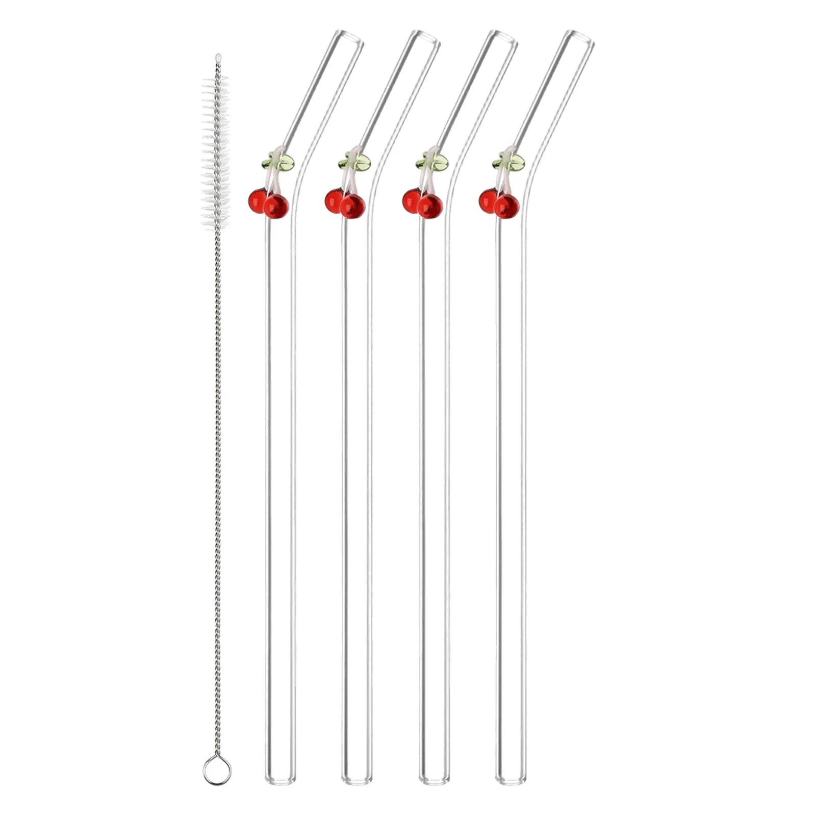 7PCS Reusable Bow Glass Straws, Cute Bow Glass Straw with Cleaning Brush for Coffee Lover, Smoothies, Frozen Drinks, Tea, Juice