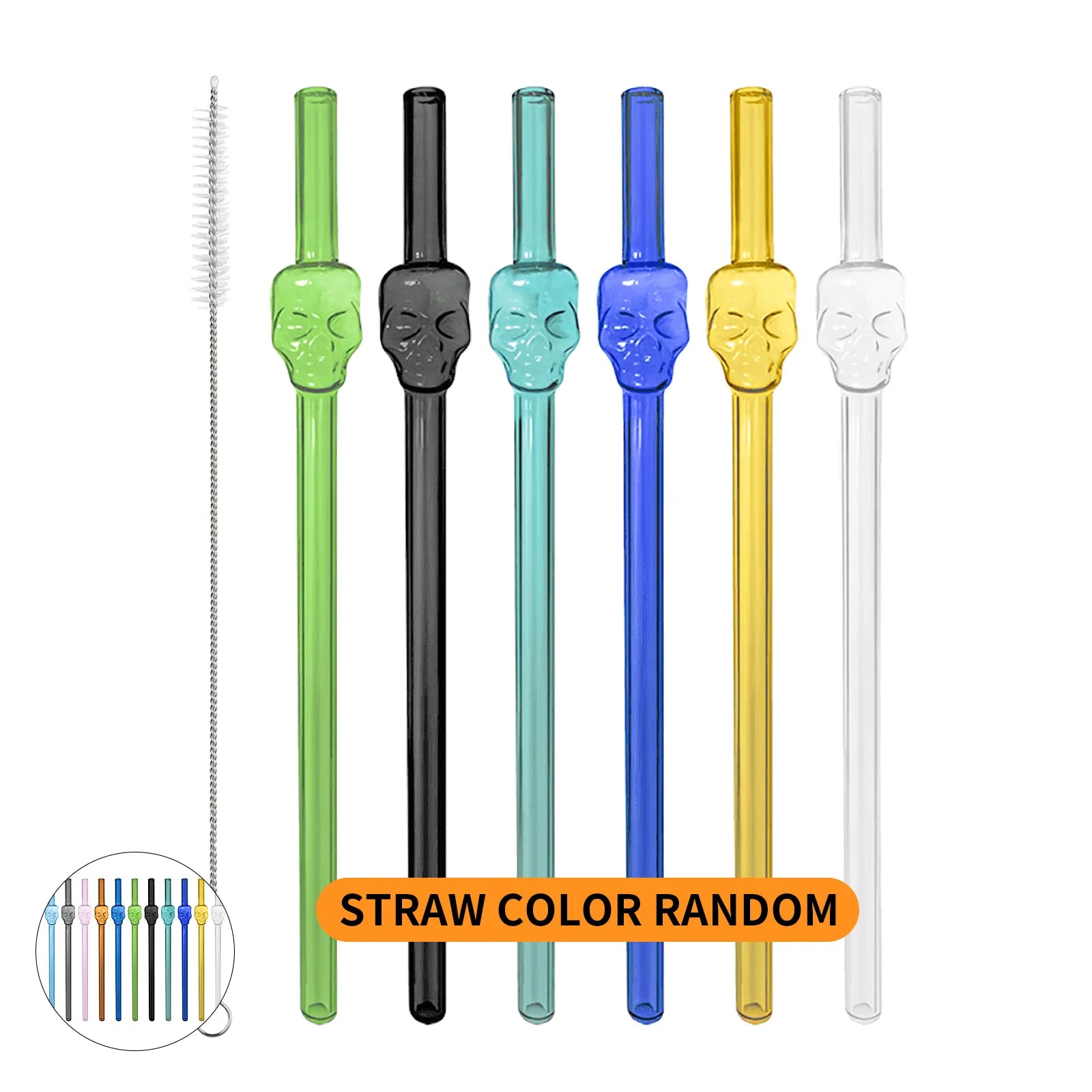 7PCS Reusable Bow Glass Straws, Cute Bow Glass Straw with Cleaning Brush for Coffee Lover, Smoothies, Frozen Drinks, Tea, Juice