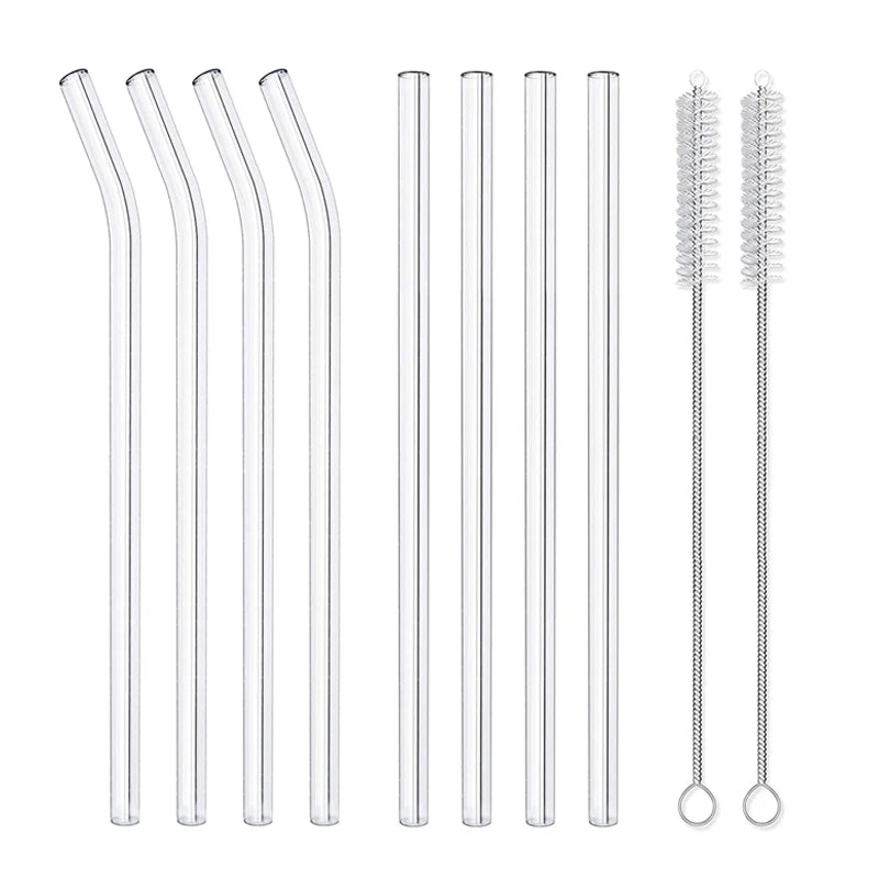 8 Reusable Glass Straws