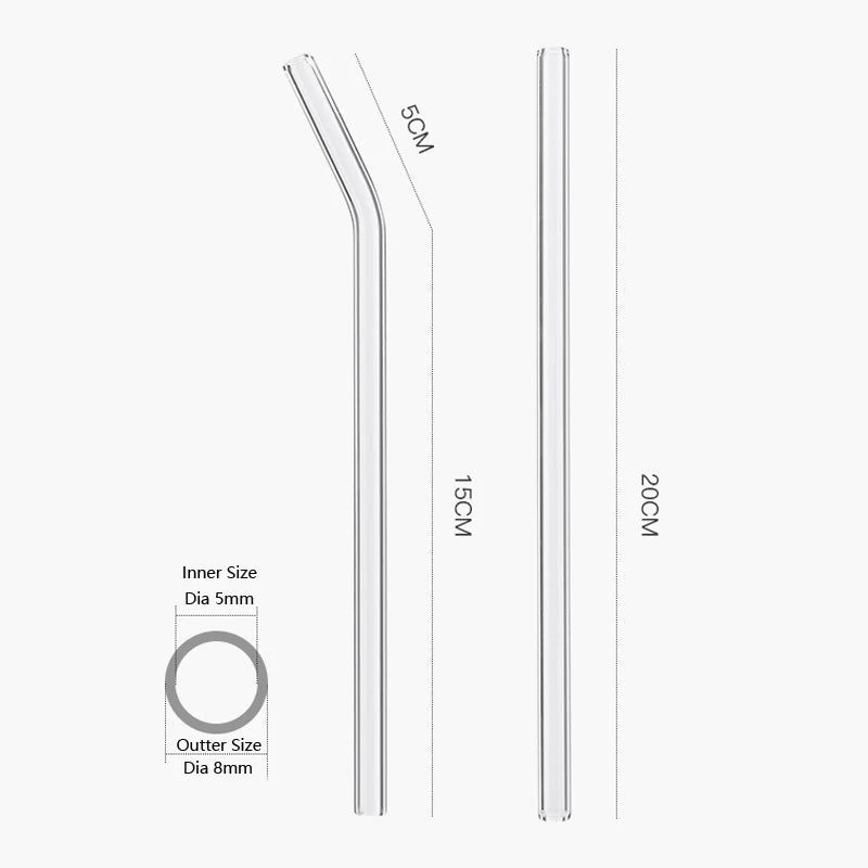 8 Reusable Glass Straws