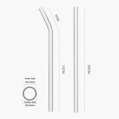 8 Reusable Glass Straws