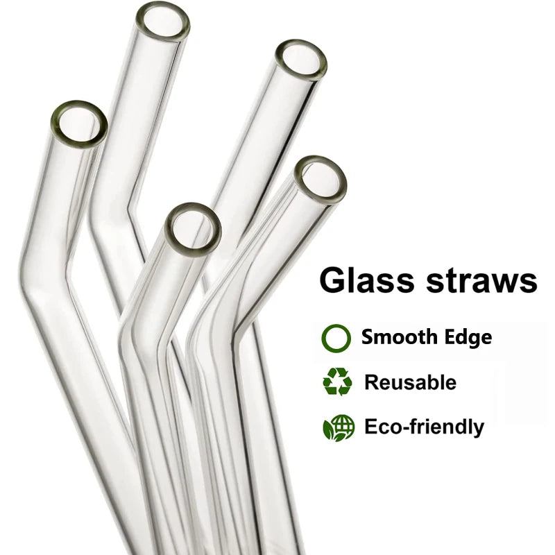 8 Reusable Glass Straws